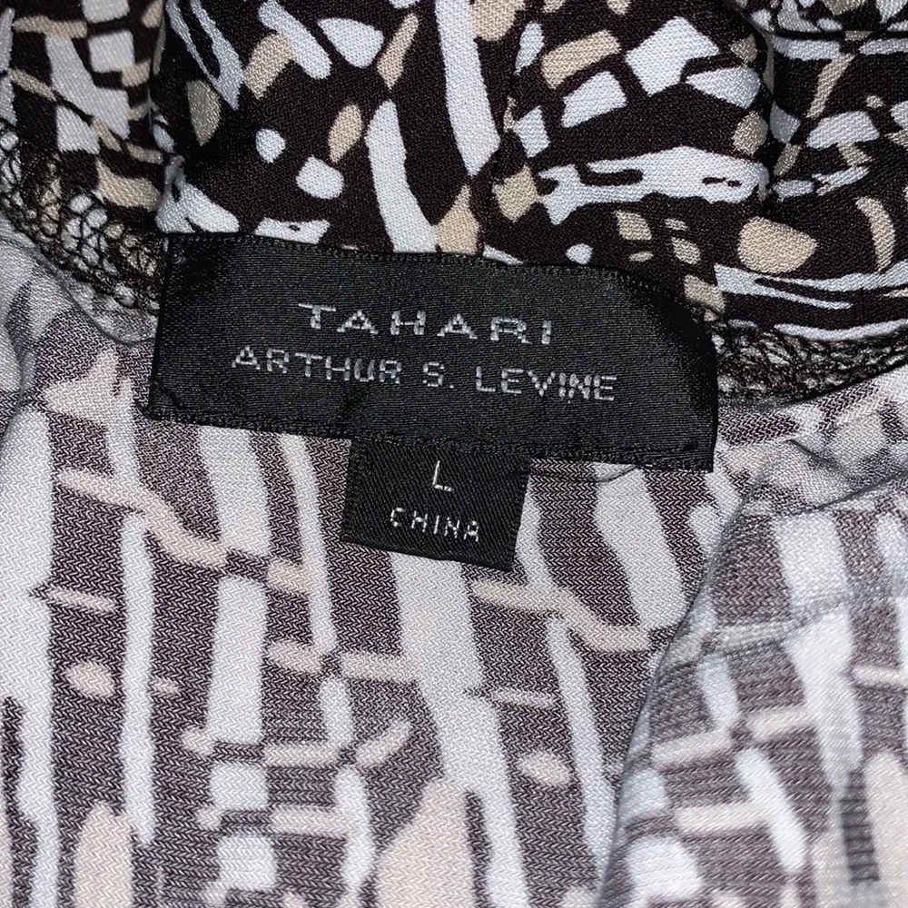 Last Chance ! Tahari‎ Arthur S. Levine Brown Geometric Faux Wrap Dress Large